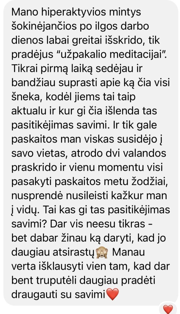 Dalyvio atsiliepimas apie pasitikėjimo savimi paskaitą